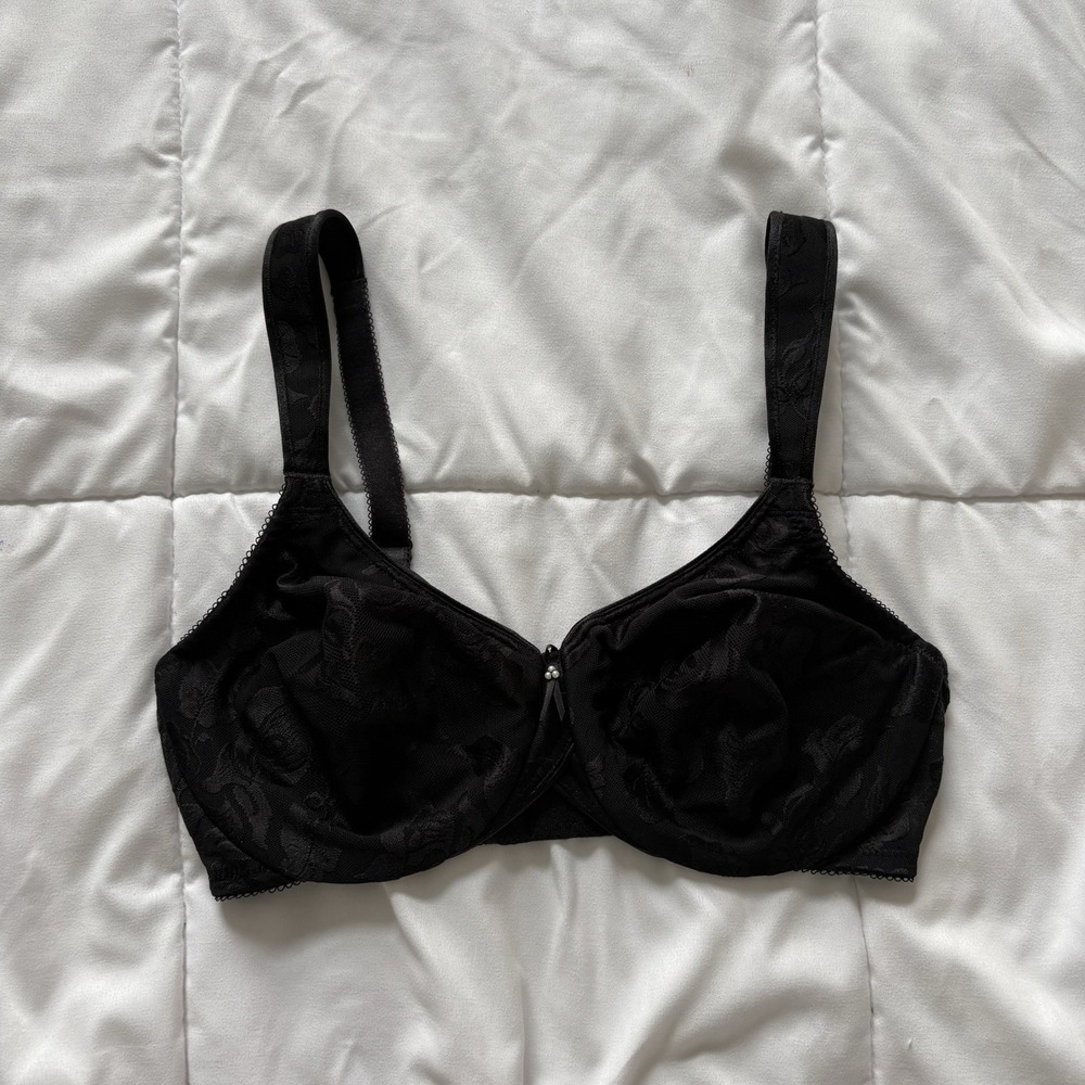 Wacoal Womens 32D‎ Awareness Underwire Bra Black Floral Luxury Feminine Dainty